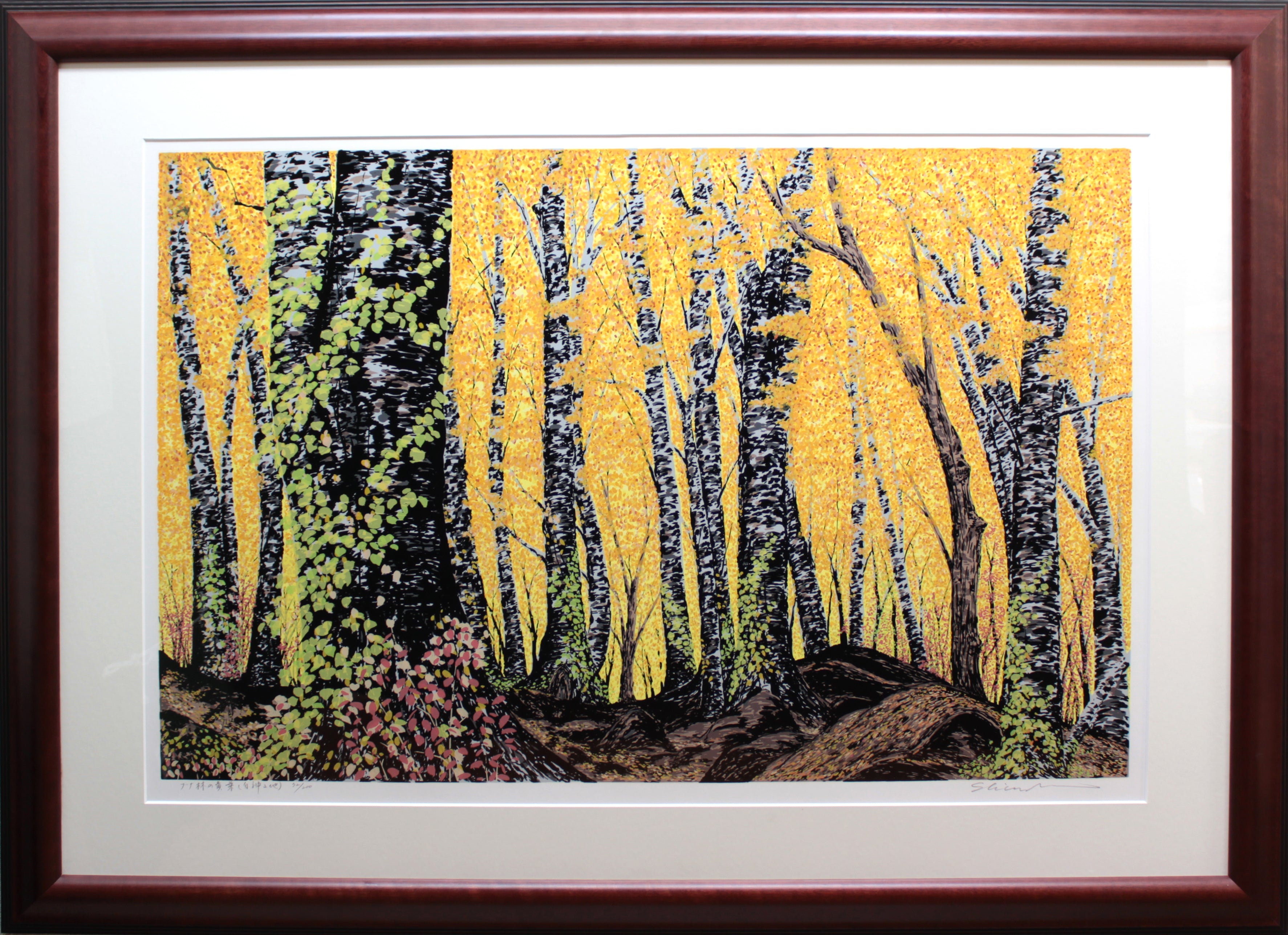 買付人気オススメ油絵作品! 　　　林植尚　　10号　　「白神山地のブナ林」　　　　　　　　正光画廊 自然、風景画