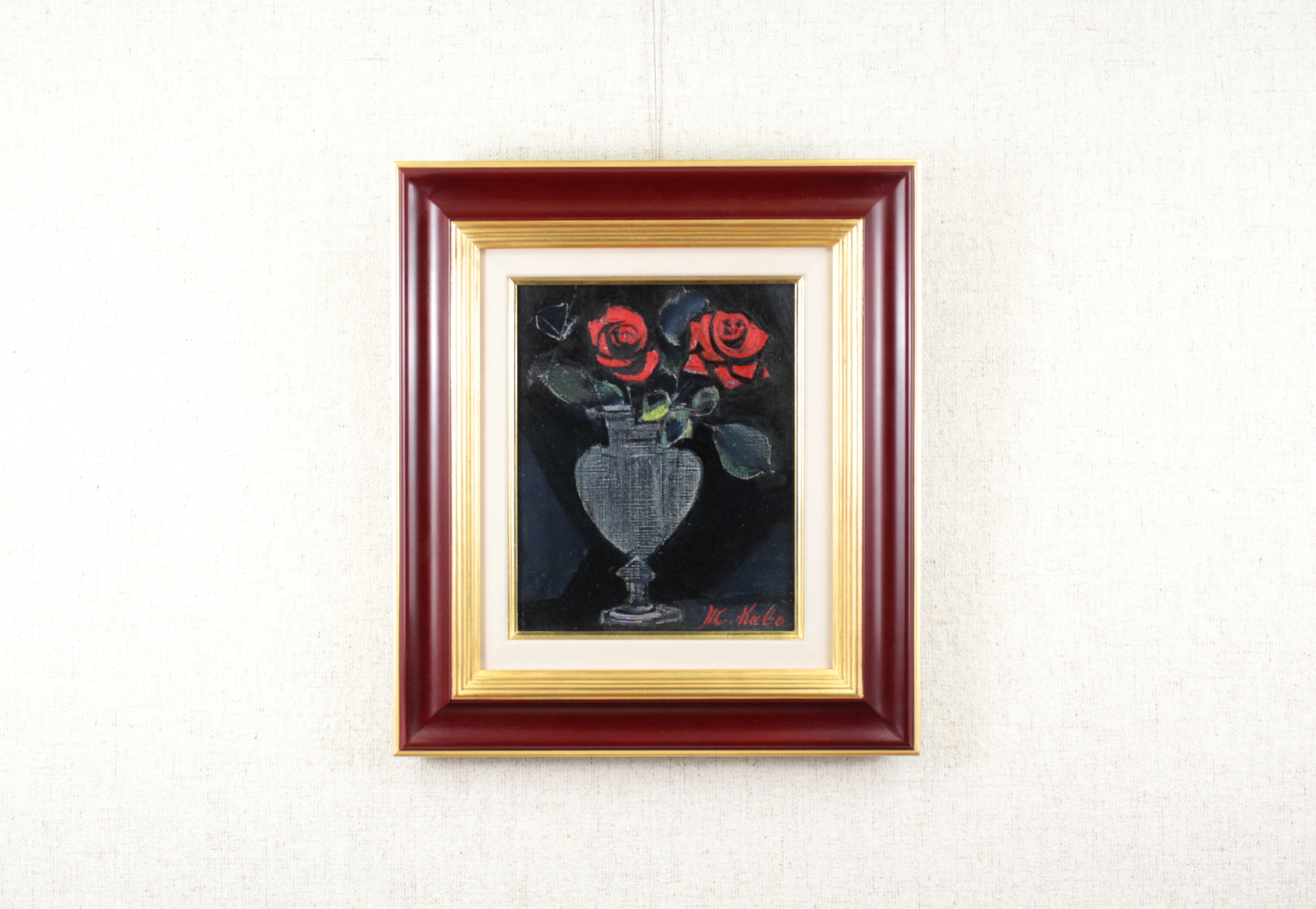 久保 守 『黒い背景のバラ』 油彩画 - 北海道画廊