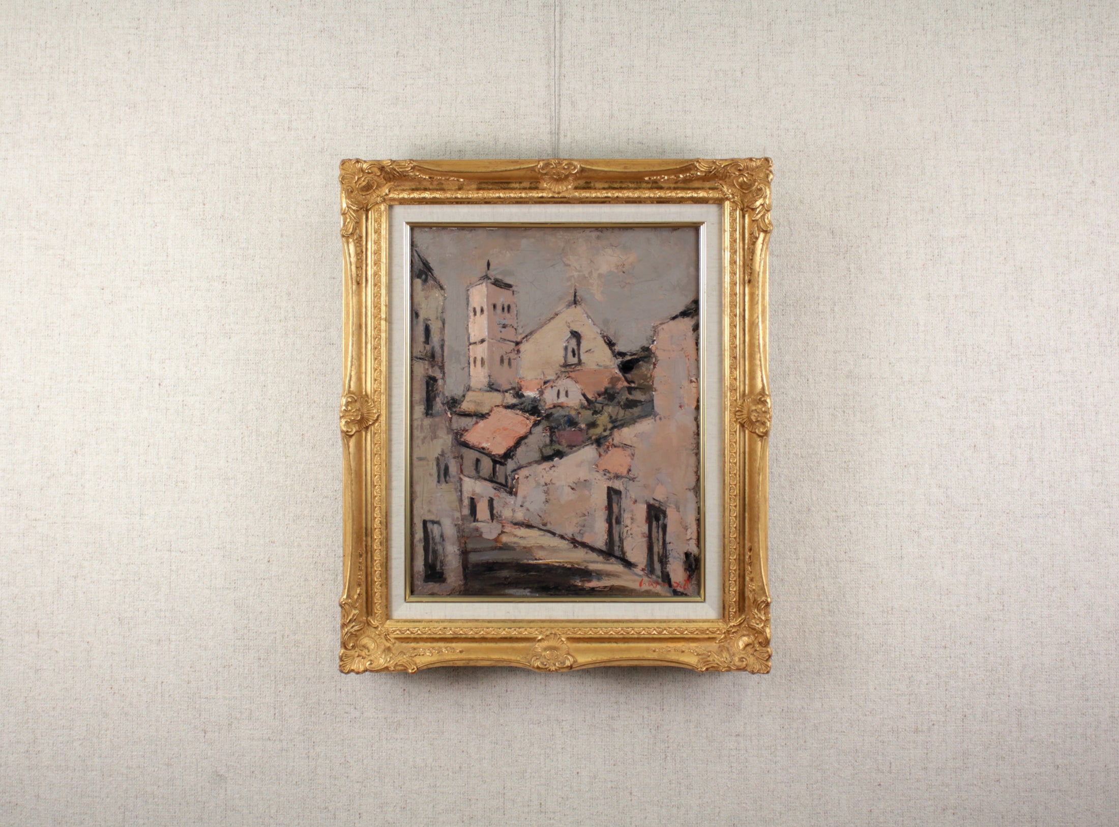 友成晴雄 『スペインの古い街』 油彩画 - 北海道画廊